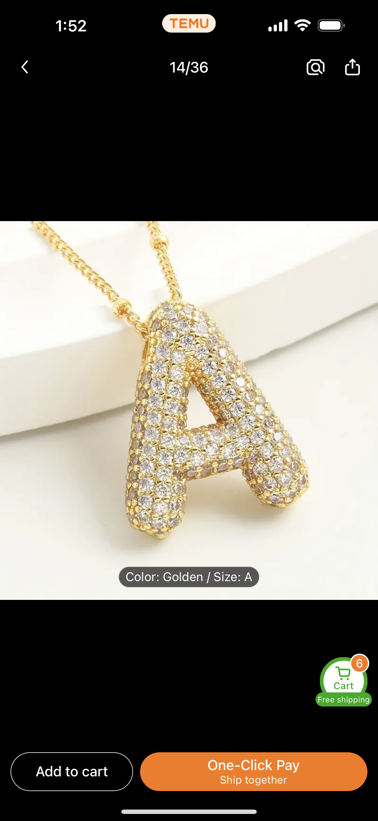 “A” letter Bubble Locket with Zircons