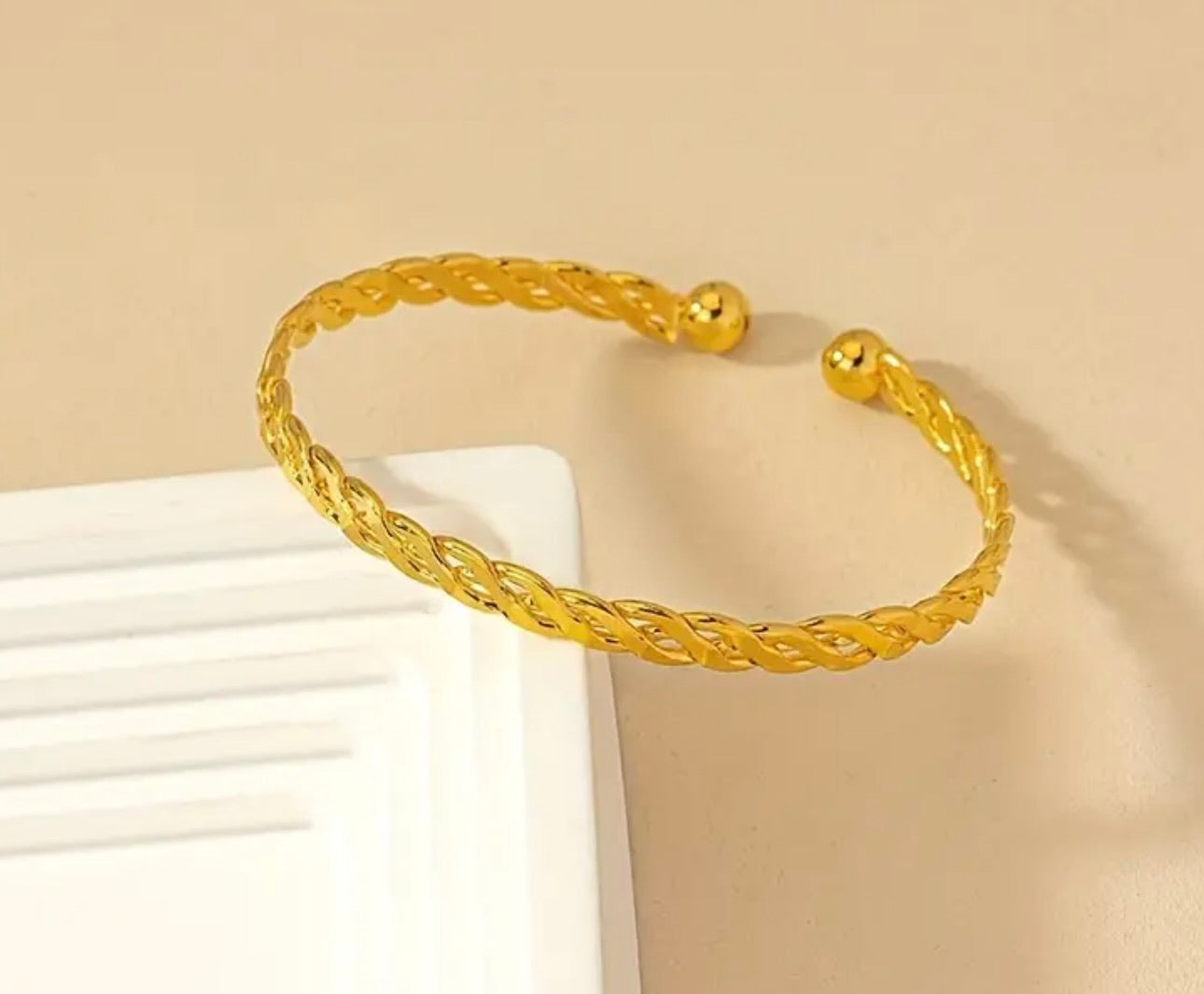 14K Goldplated Twisted Hand Cuff Bracelet