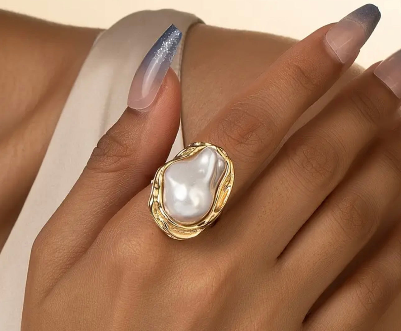 White pearl ring